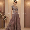 Modern Muse Edit - Dusty Mauve Indo Western Embroidered Gown - Palkhi Fashion