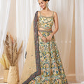 Mughal Garden Reverie — Ivory Floral & Bird Jaal Printed Lehenga Set | Palkhi Fashion