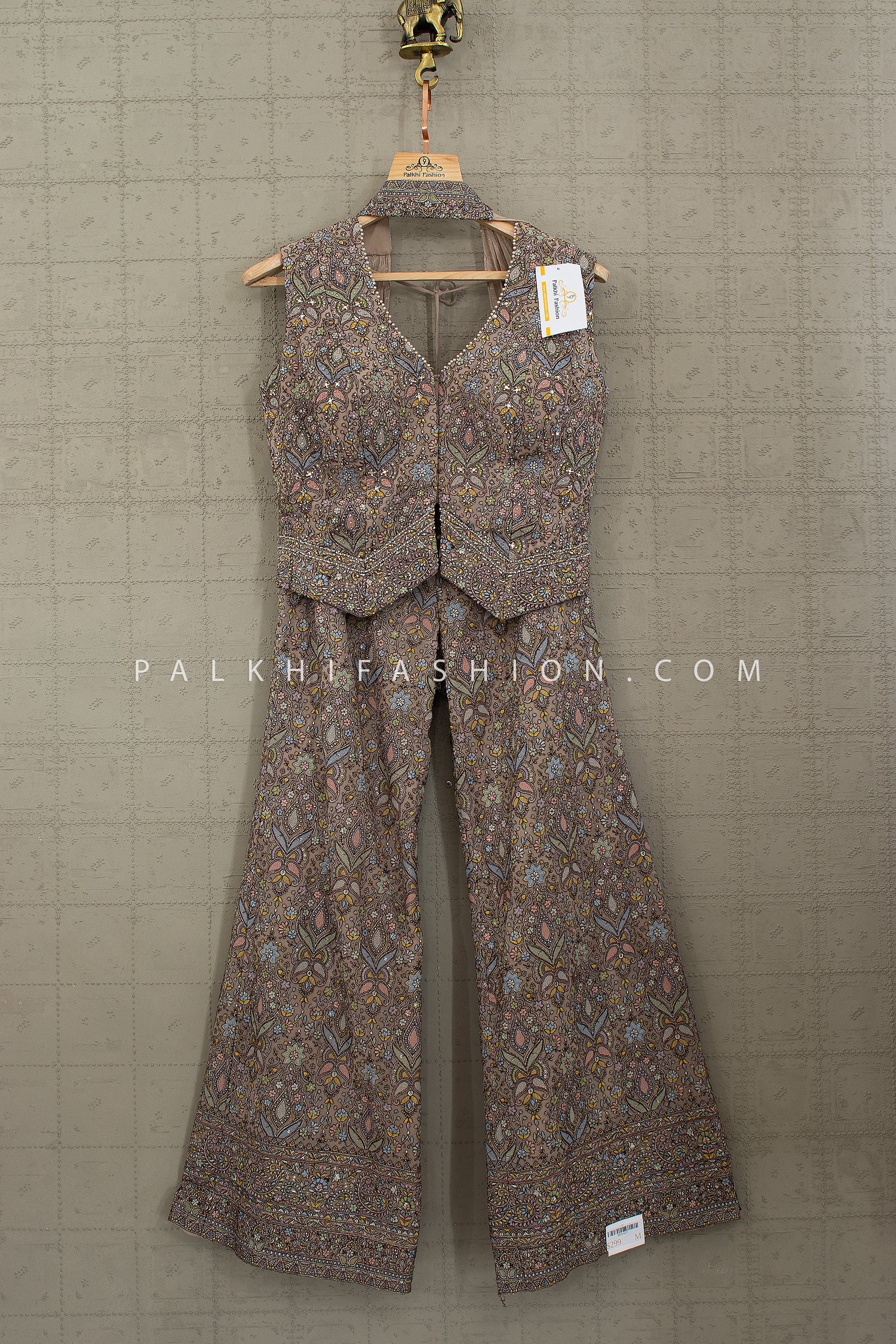 Mughal Reverie — Multicolor Kashmiri - Inspired Embroidered Designer Palazzo Outfit by Palkhi Fashion