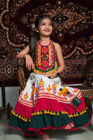 Multicolor Cotton Girls Chaniya Choli with Traditional Embroidery – Palkhi Fashion
