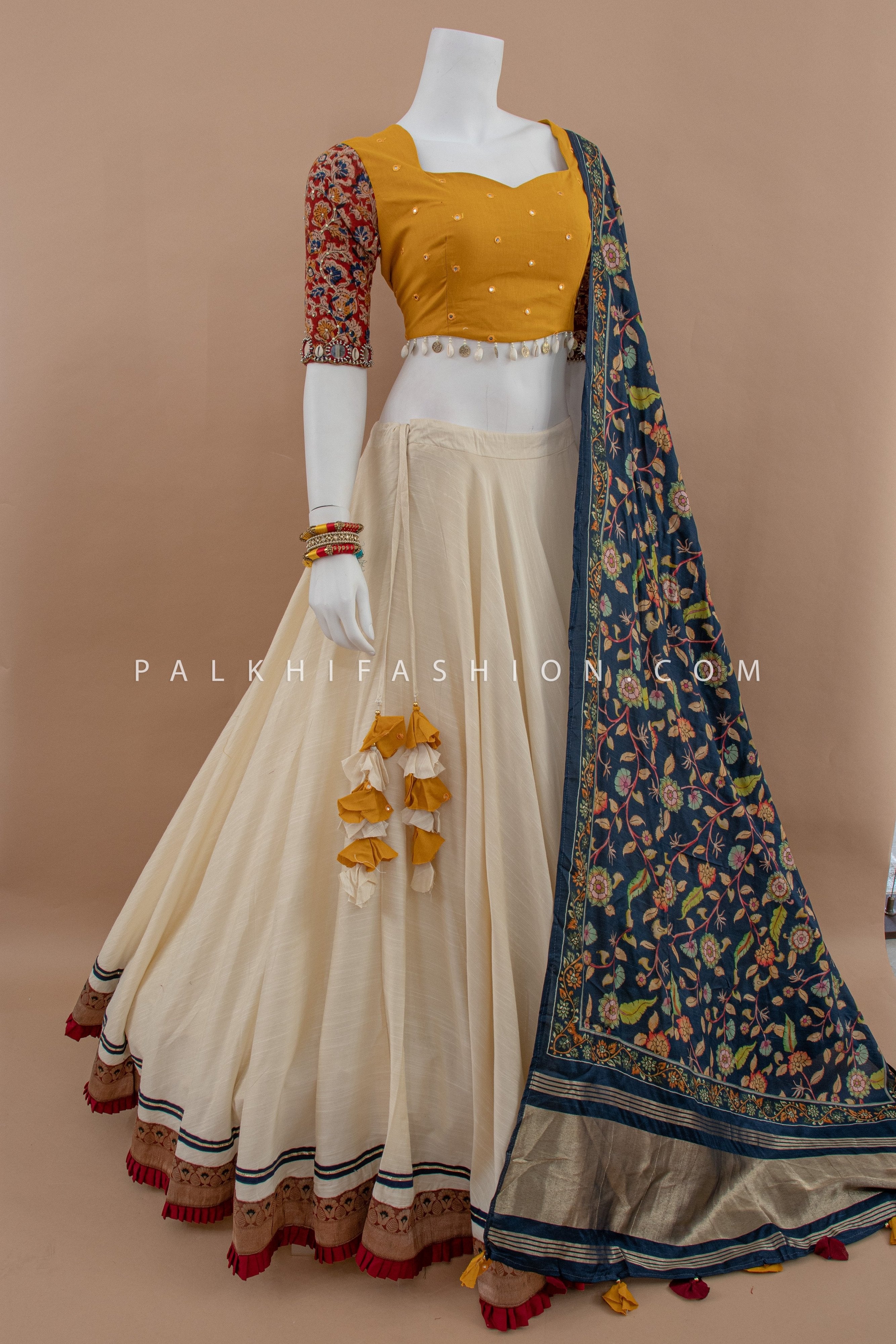 Multicolor Premium Cotton Chaniya Choli With Kalamkari Dupatta– Palkhi Fashion