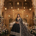 🖤 Noir Elegance: Thread - Embroidered Black Lehenga Choli Set by Palkhi Fashion