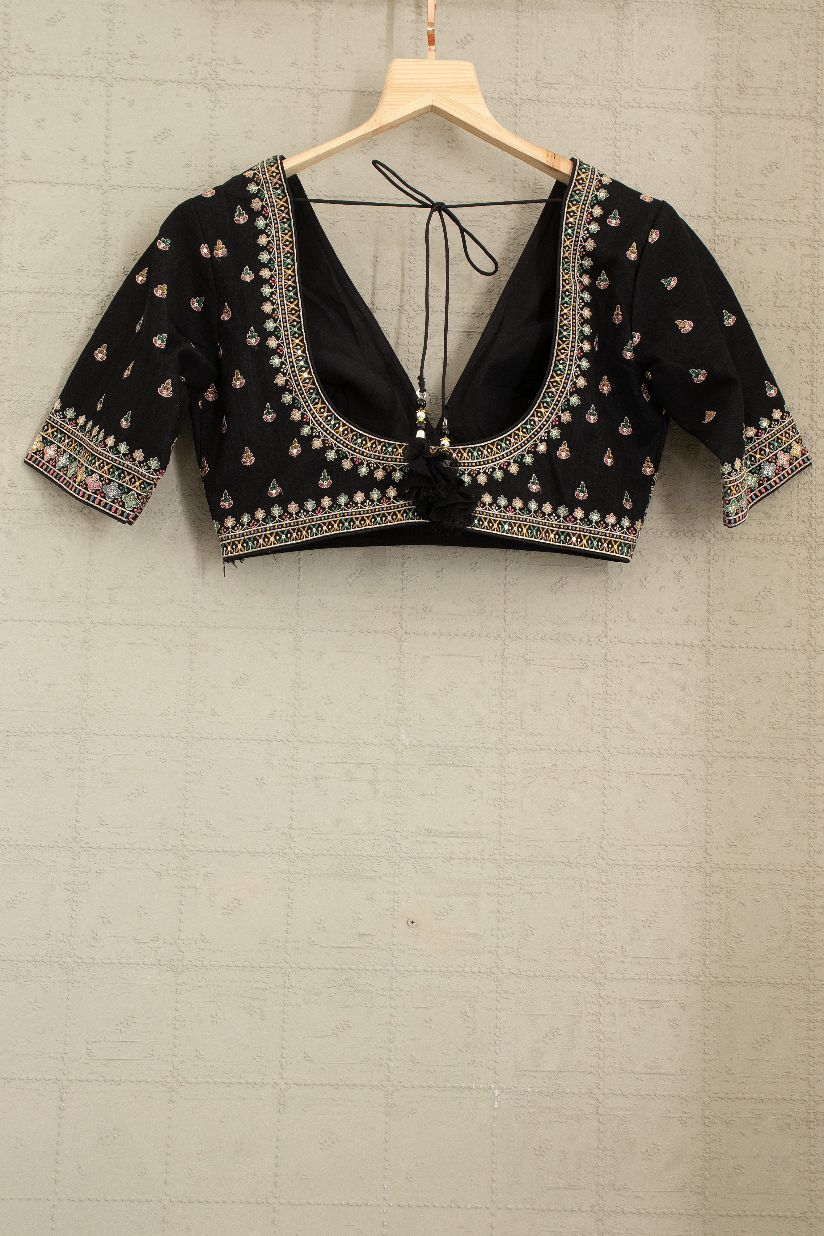 🖤 Noir Elegance: Thread - Embroidered Black Lehenga Choli Set by Palkhi Fashion