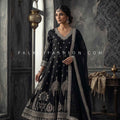 Noir Royal Elegance – Black Silver Embroidered Anarkali Suit – Palkhi Fashion