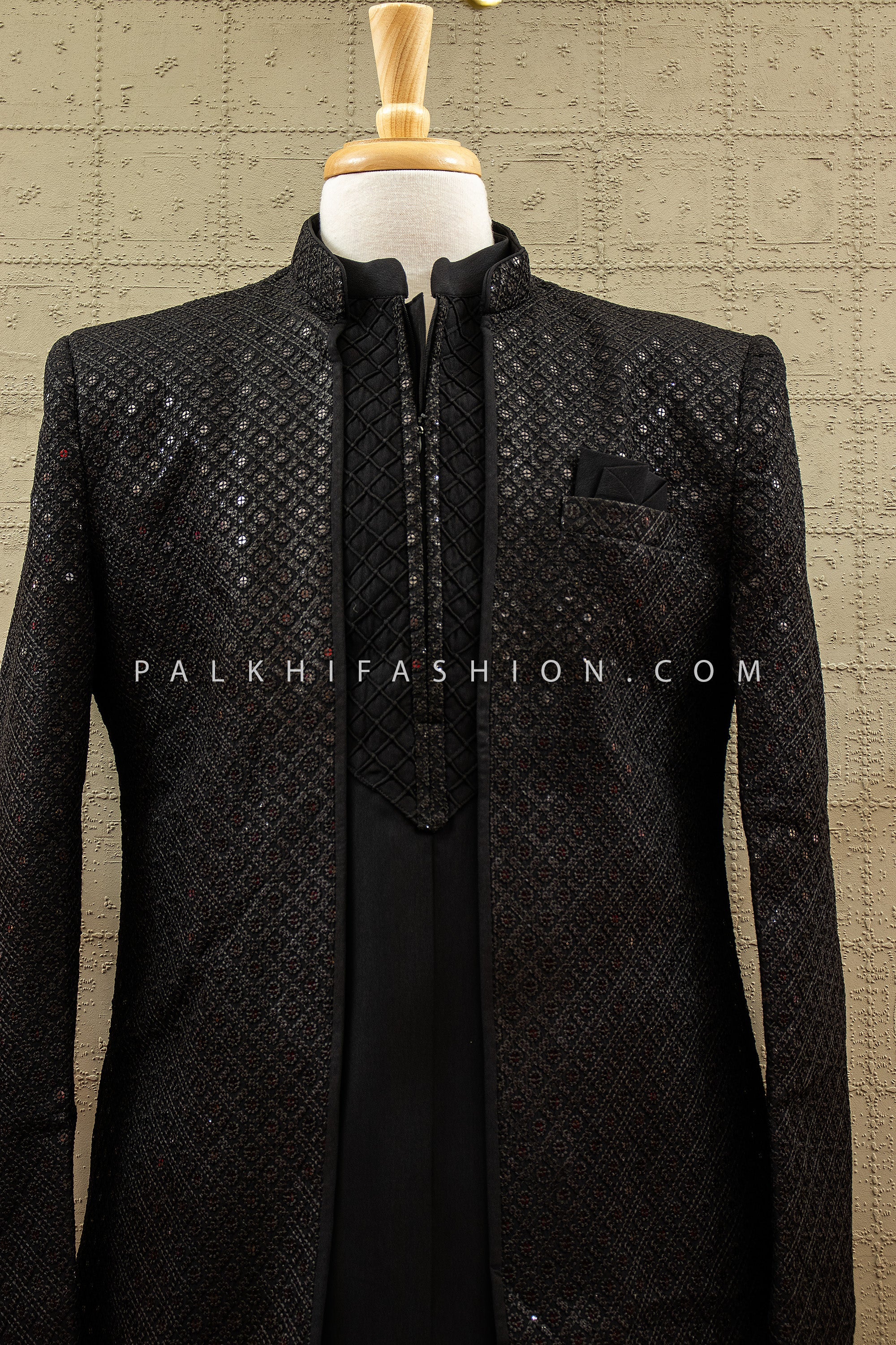 Obsidian Luxe Statement - Designer Black Indo Western Set – Palkhi Fashion