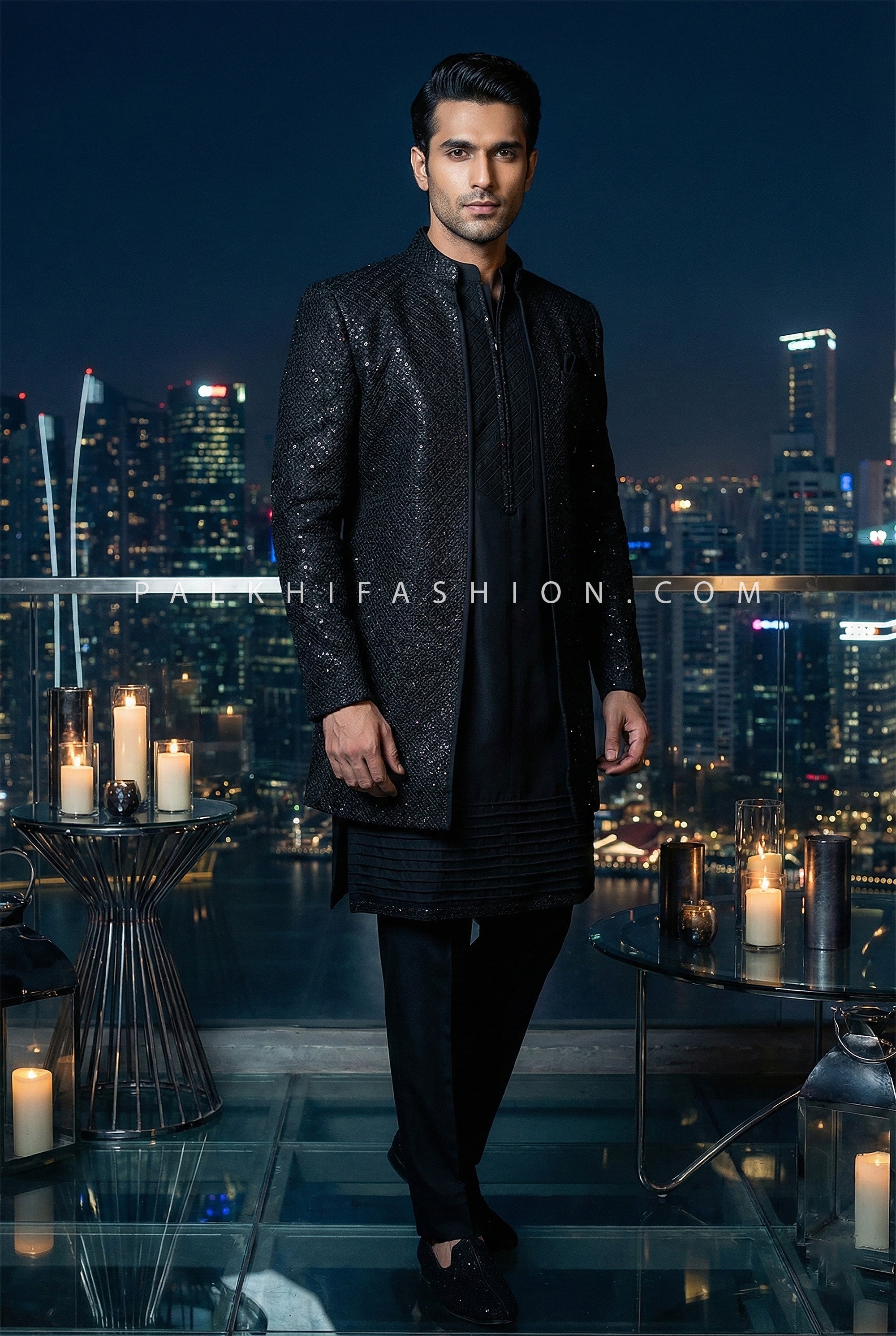 Obsidian Luxe Statement - Designer Black Indo Western Set – Palkhi Fashion