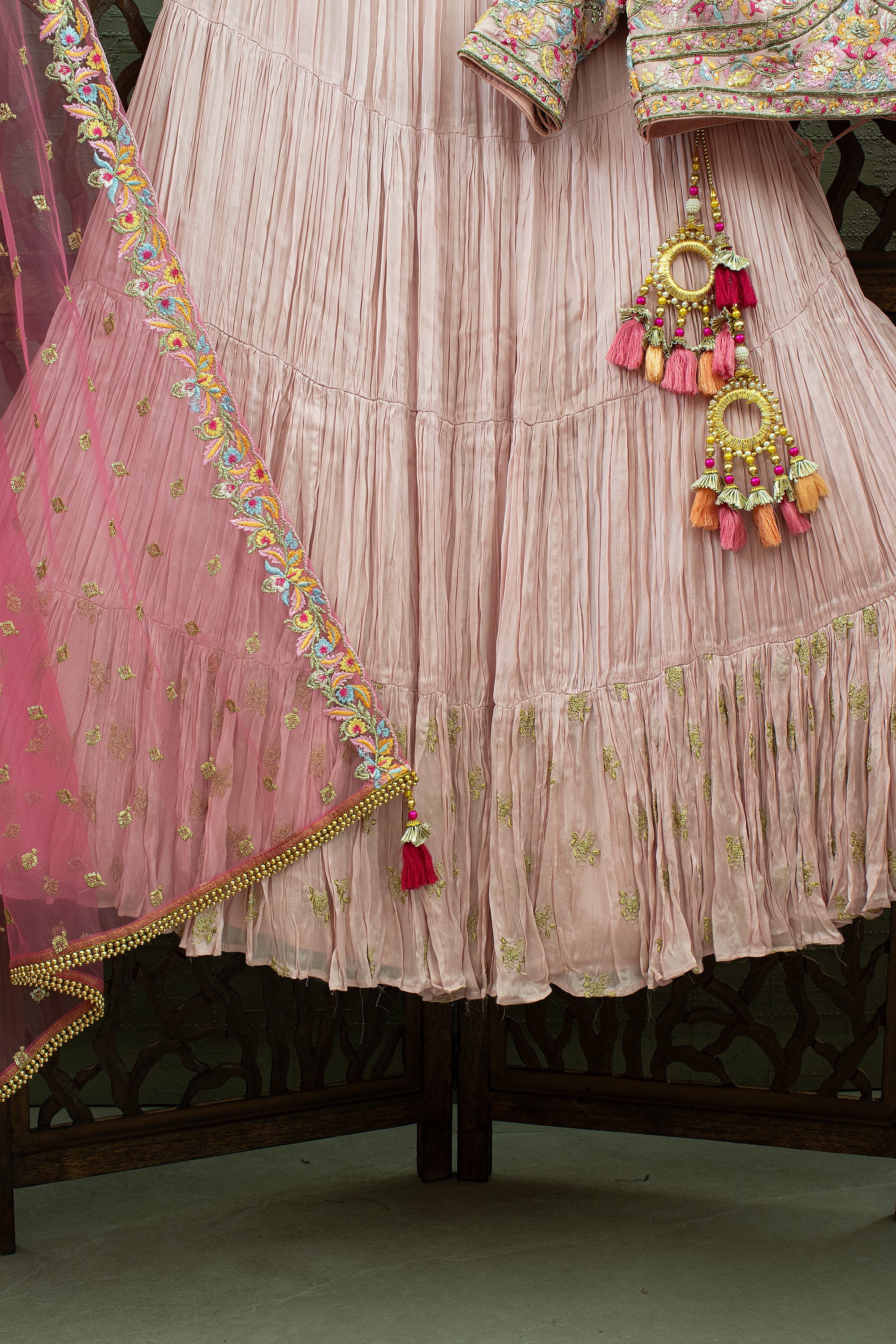 Pastel Bloom - Light Pink Embroidered Lehenga Set with Contrast Dupatta – Palkhi Fashion