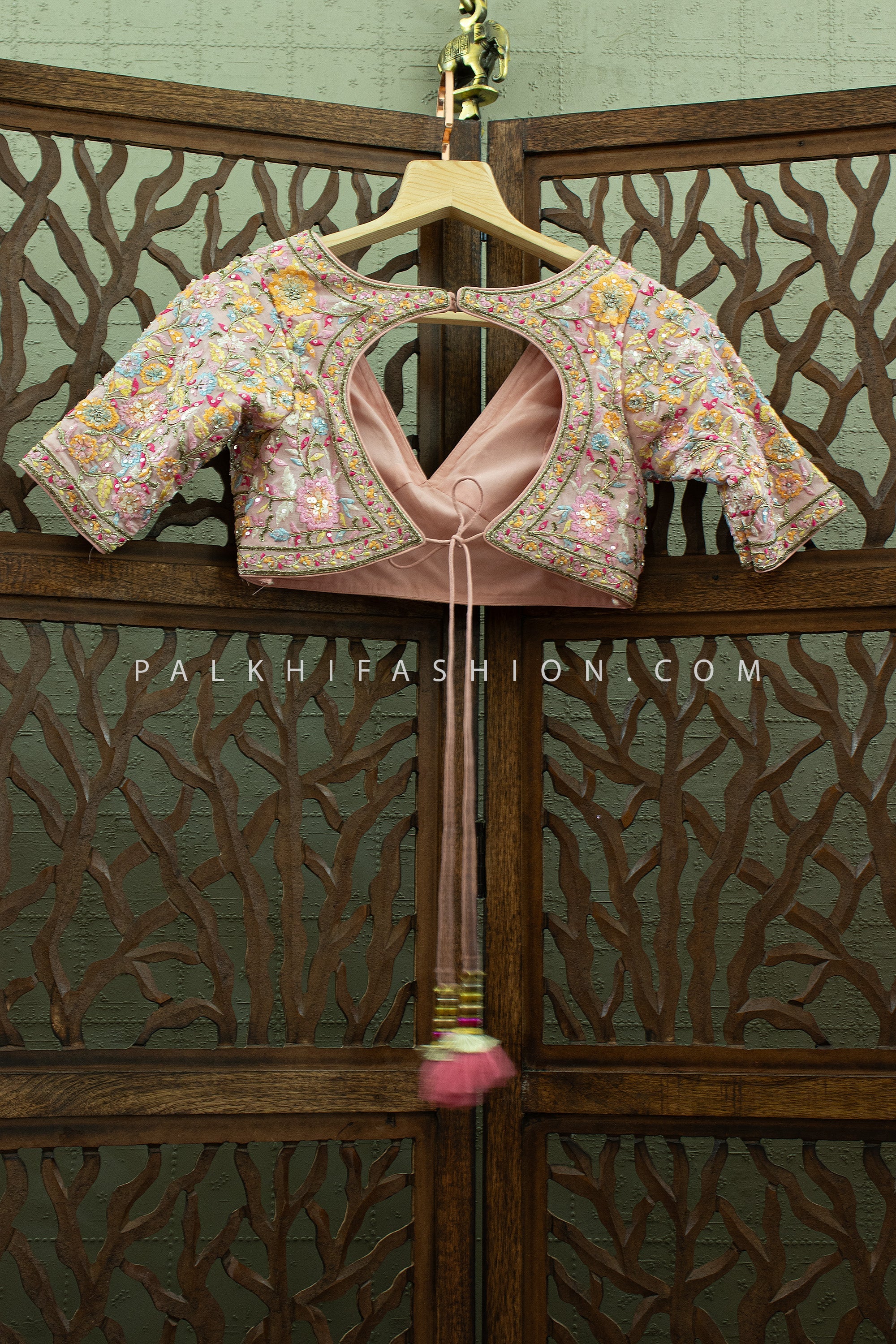 Pastel Bloom - Light Pink Embroidered Lehenga Set with Contrast Dupatta – Palkhi Fashion