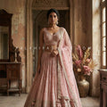 Pastel Glow - Blush Pink Embroidered Designer Lehenga Choli | Palkhi Fashion