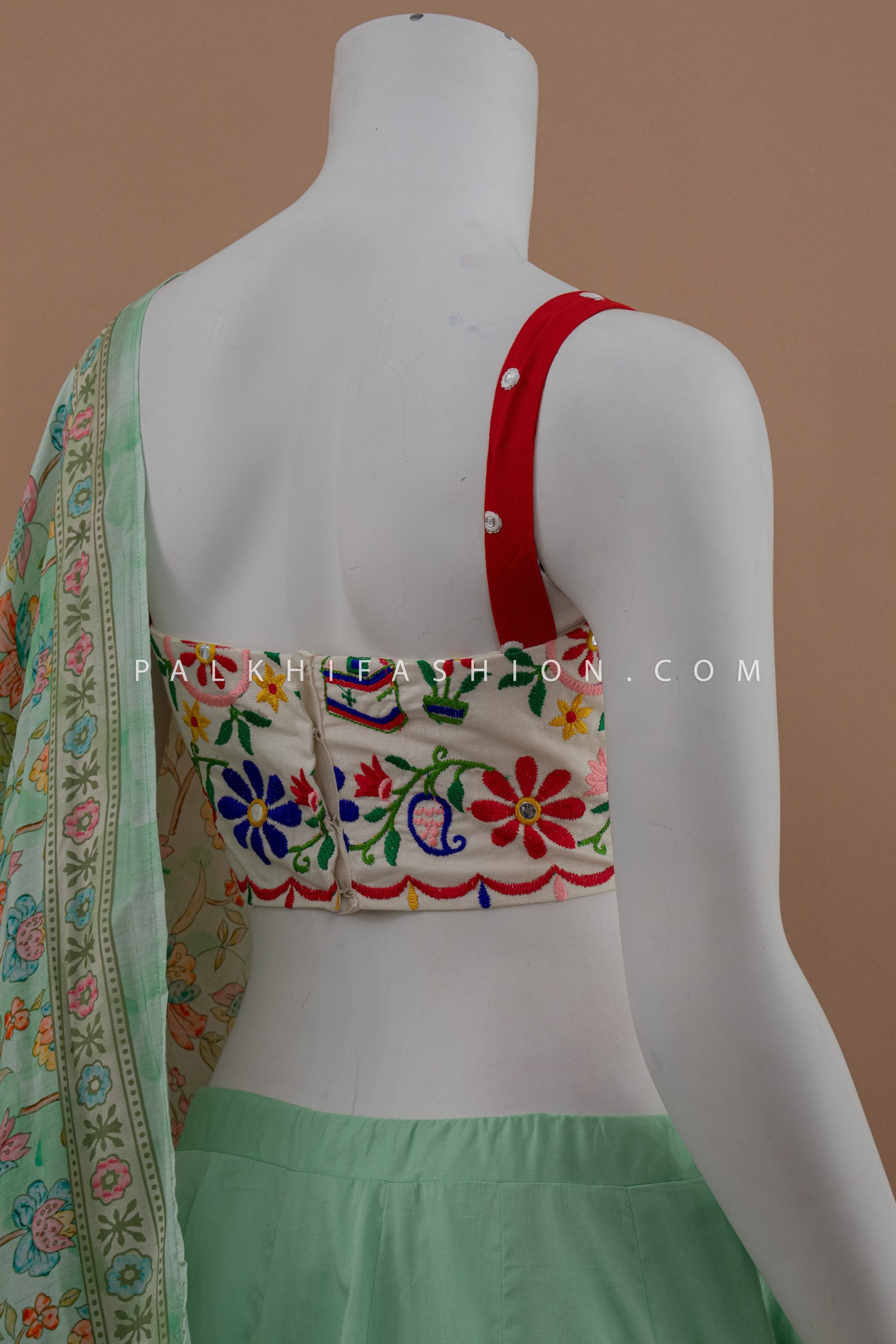 Pastel Green Chaniya Choli with Attractive Blouse & Dupatta – Palkhi Fashion