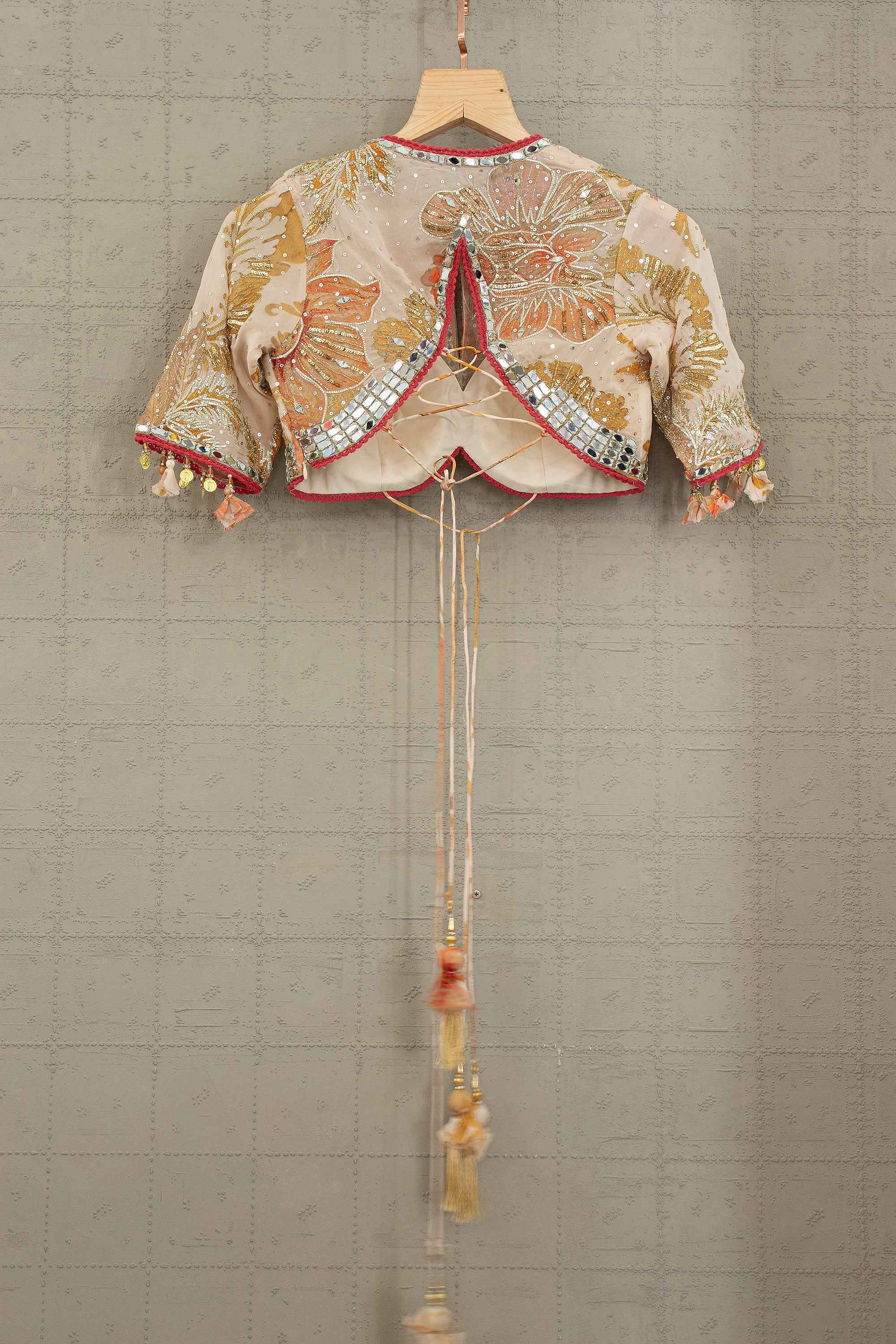 Petal Radiance— Champagne Peach Floral Designer Lehenga Set | Palkhi Fashion