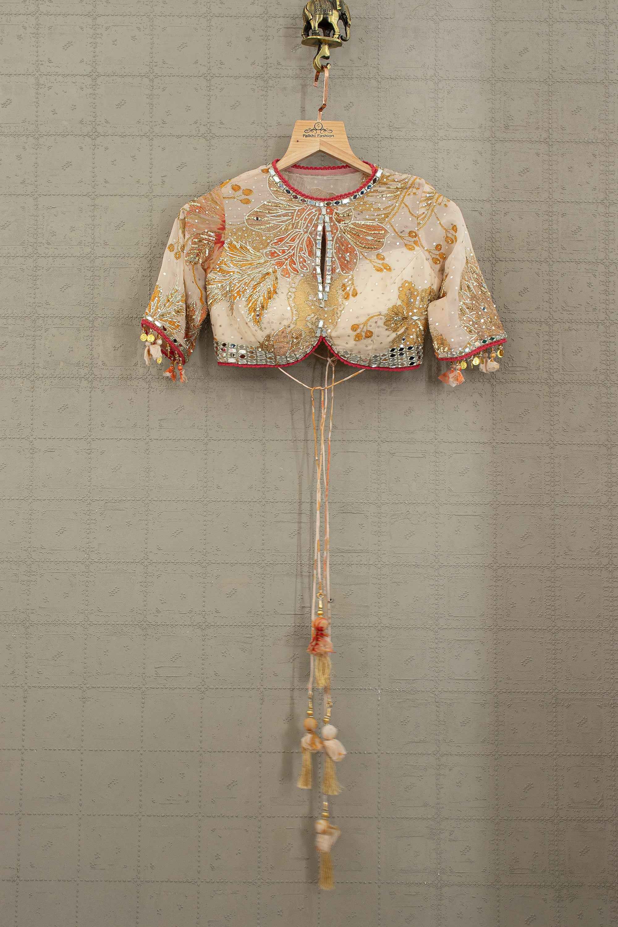 Petal Radiance— Champagne Peach Floral Designer Lehenga Set | Palkhi Fashion
