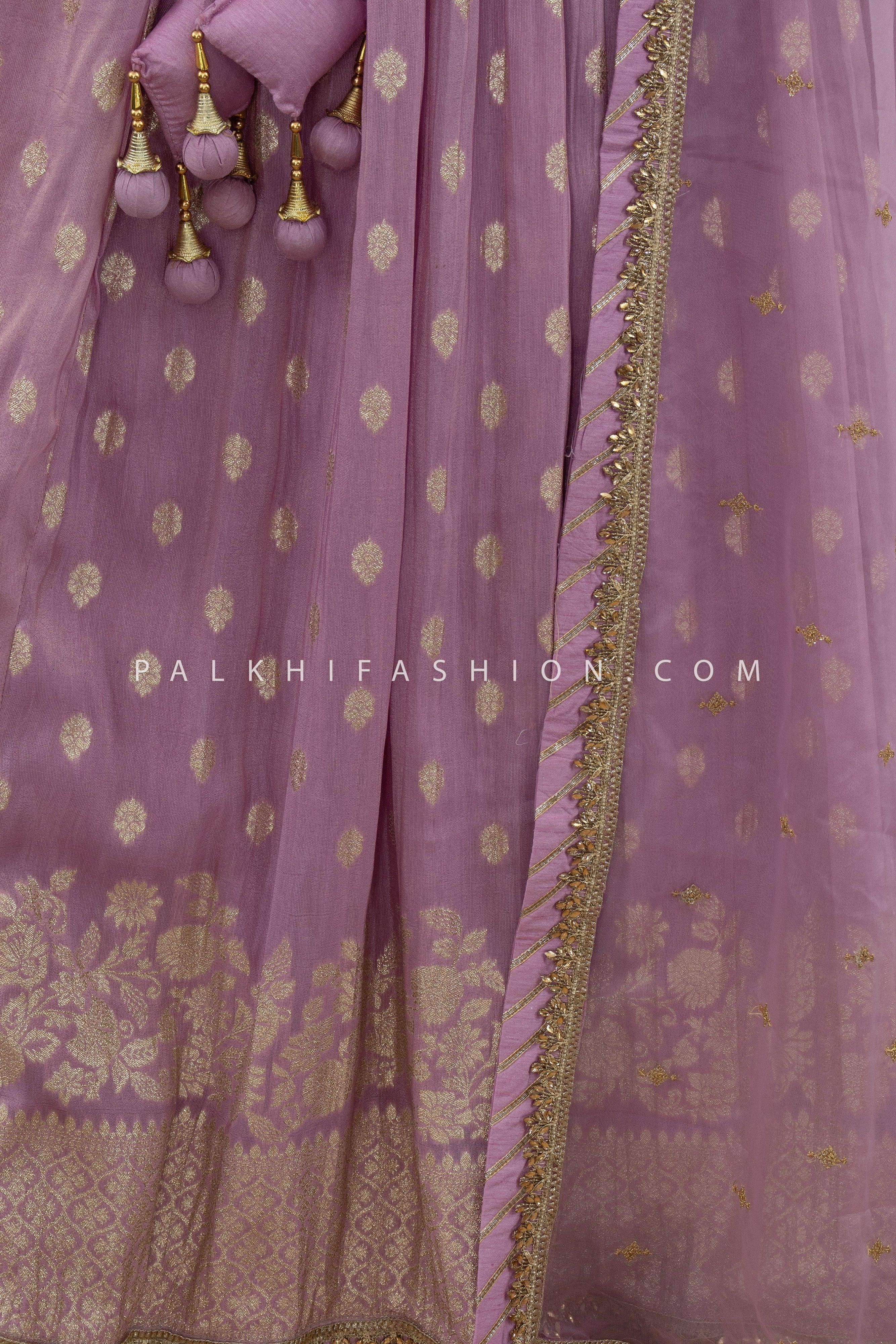 Premium Lilac Banarasi Silk Lehenga Choli with Handwork Blouse – Palkhi Fashion
