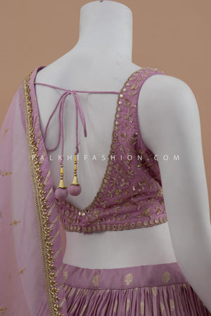 Premium Lilac Banarasi Silk Lehenga Choli with Handwork Blouse – Palkhi Fashion