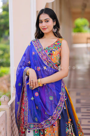 Raas Reloaded: Designer Multicolor Mirror Work Navratri Chaniya Choli Set – Palkhi Fashion