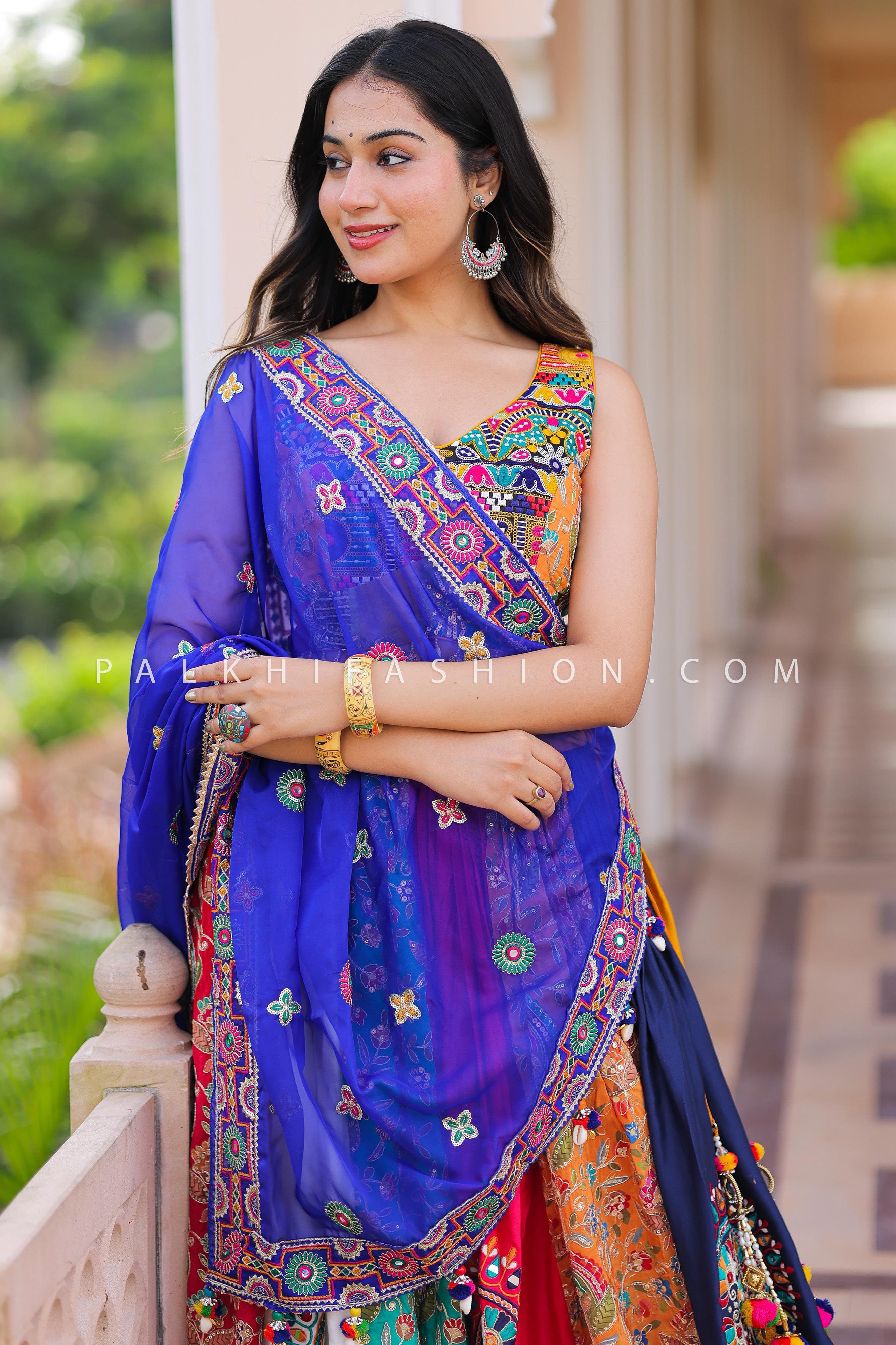 Raas Reloaded: Designer Multicolor Mirror Work Navratri Chaniya Choli Set – Palkhi Fashion