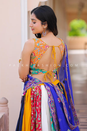 Raas Reloaded: Designer Multicolor Mirror Work Navratri Chaniya Choli Set – Palkhi Fashion