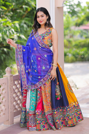 Raas Reloaded: Designer Multicolor Mirror Work Navratri Chaniya Choli Set – Palkhi Fashion