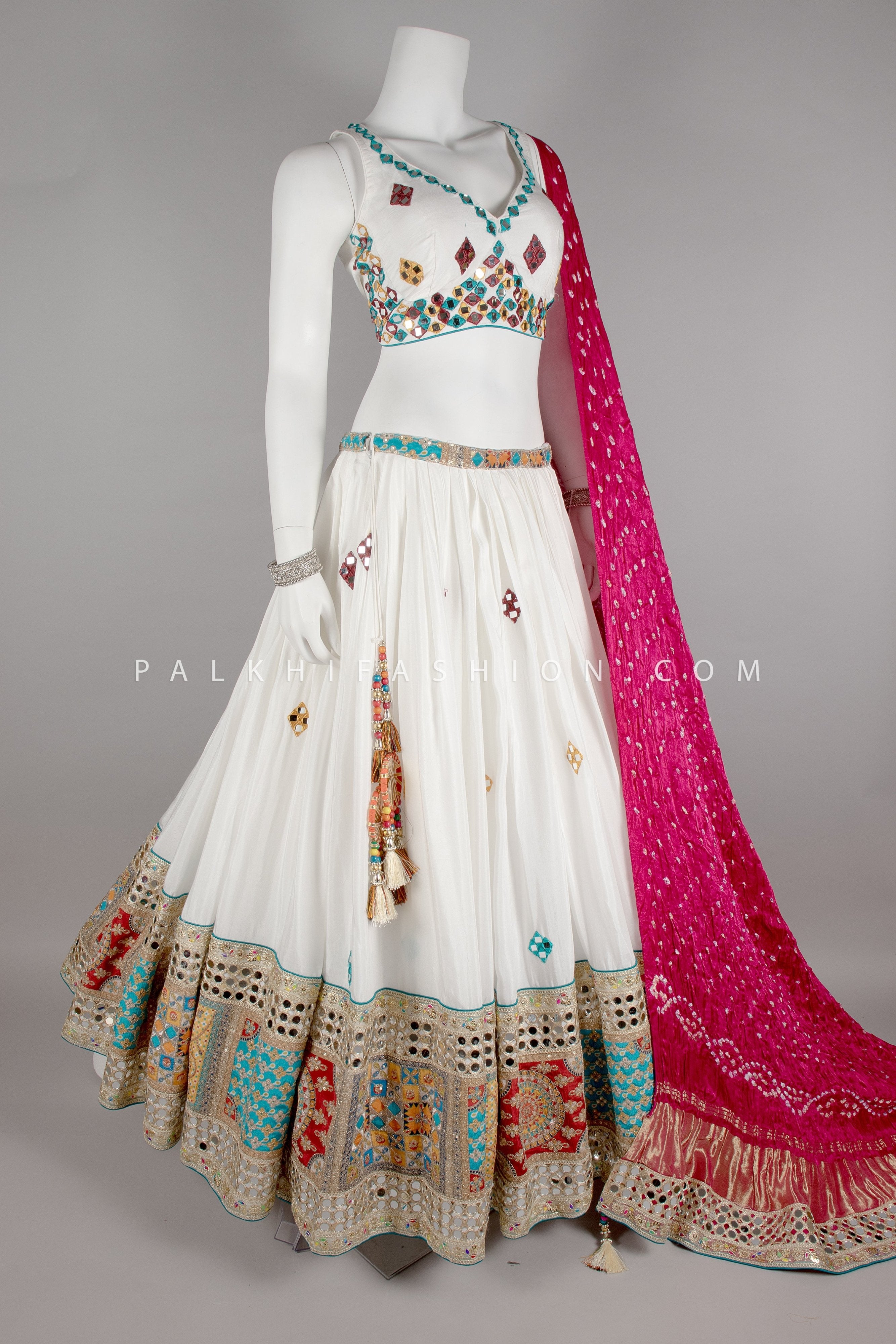 Raas Royale: Lavish White/Multi Color Designer Navratri Chaniya Choli