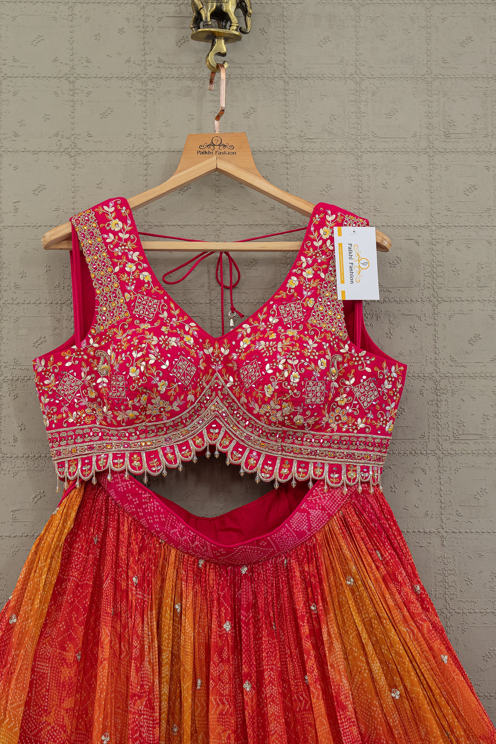 Radiant Bandhani – Multi - Color Bandhani Silk Designer Lehenga Choli | Palkhi Fashion Houston