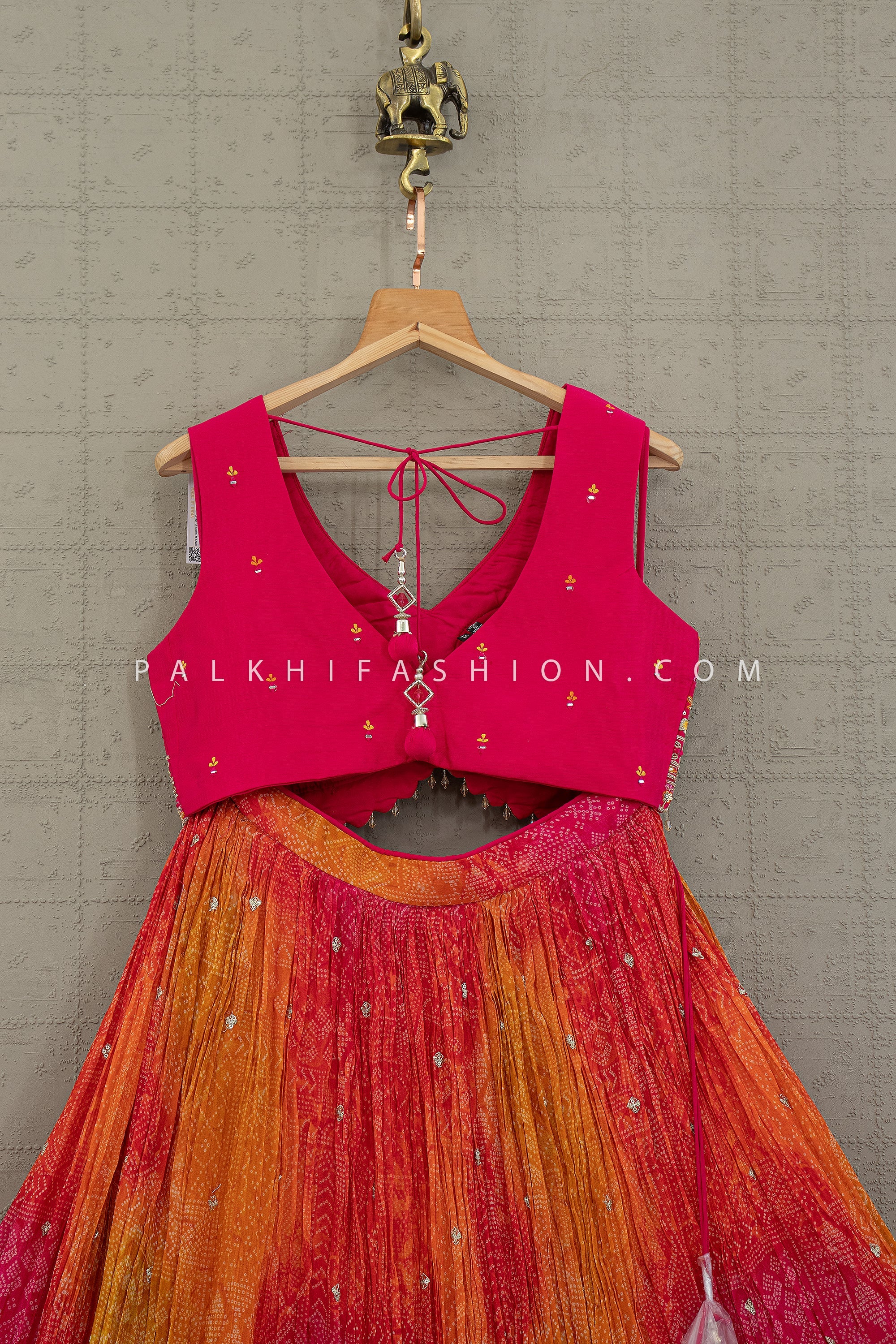 Radiant Bandhani – Multi - Color Bandhani Silk Designer Lehenga Choli | Palkhi Fashion Houston