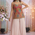Rang Mahal Muse: Multicolor Embroidered Palazzo Set in Blush – Palkhi Fashion Houston