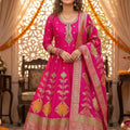 Rani Pink Banarasi Style Anarkali Suit – Palkhi Fashion
