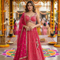 Rani Pink Bandhani Lehenga Choli with Mirror & Handwork – Palkhi Fashion Houston