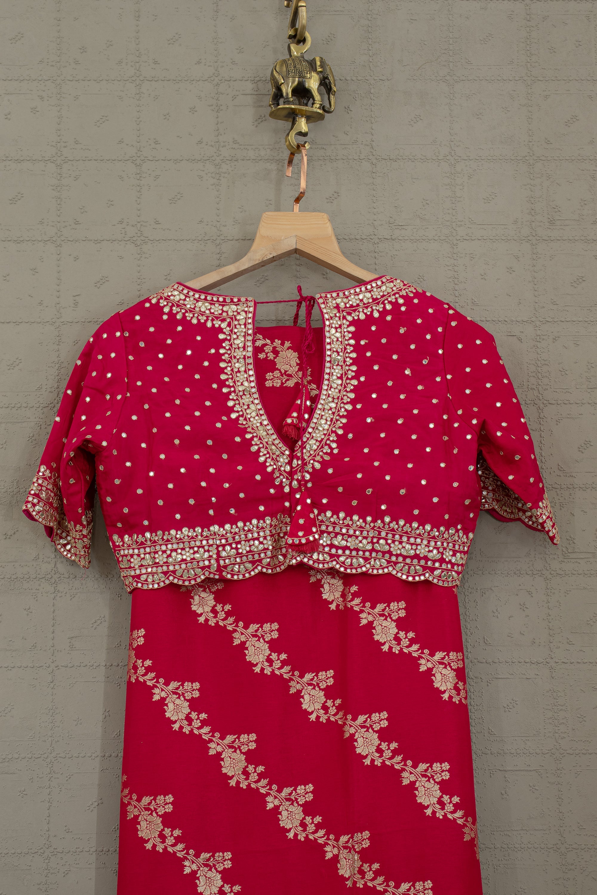 Rani Radiance Royale – Rani Pink Embroidered Silk Saree with Gaji Silk Blouse – Palkhi Fashion