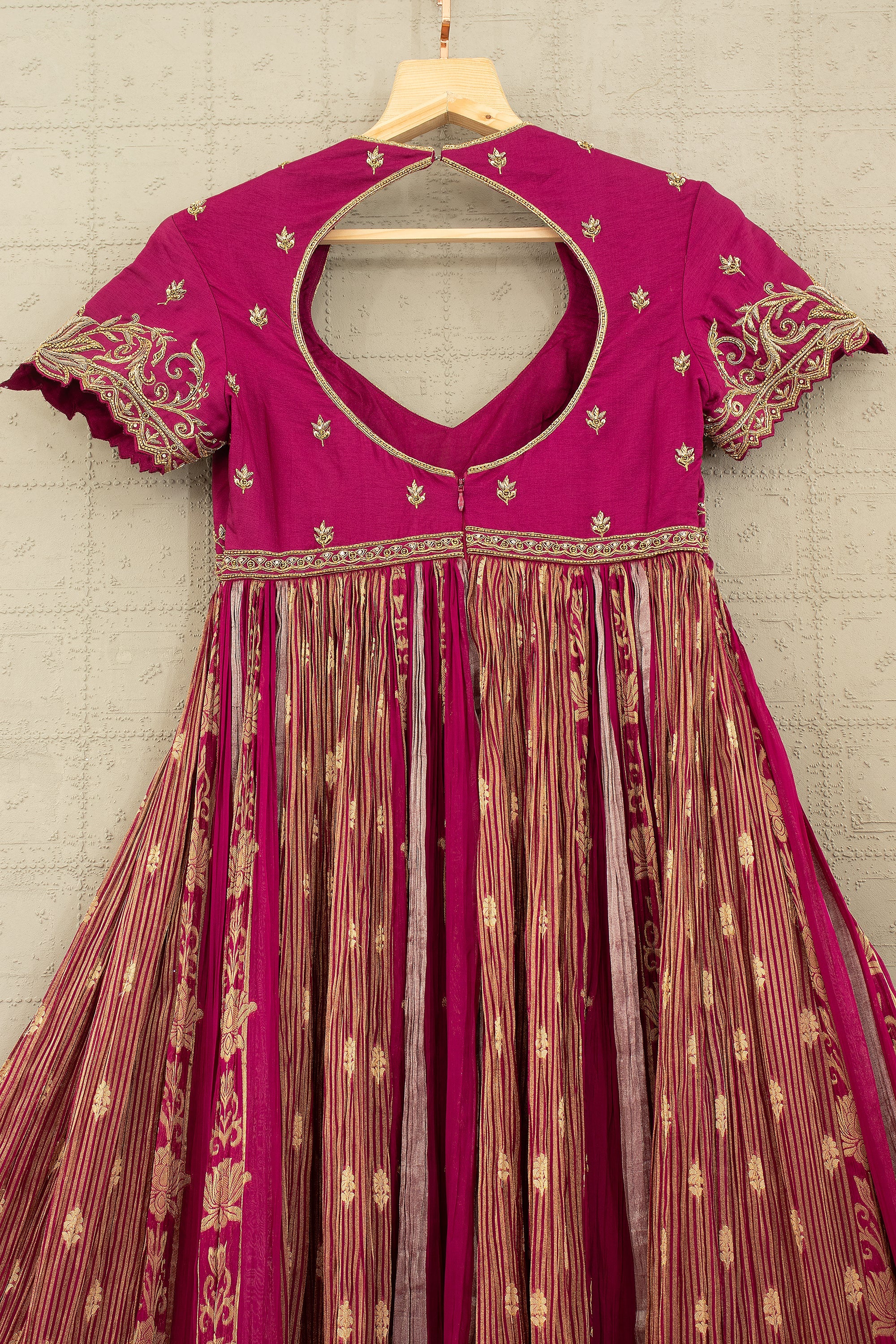 Rani Rooh: Pure Silk Handwork Anarkali Palazzo Set in Rani Pink – Palkhi Fashion Houston