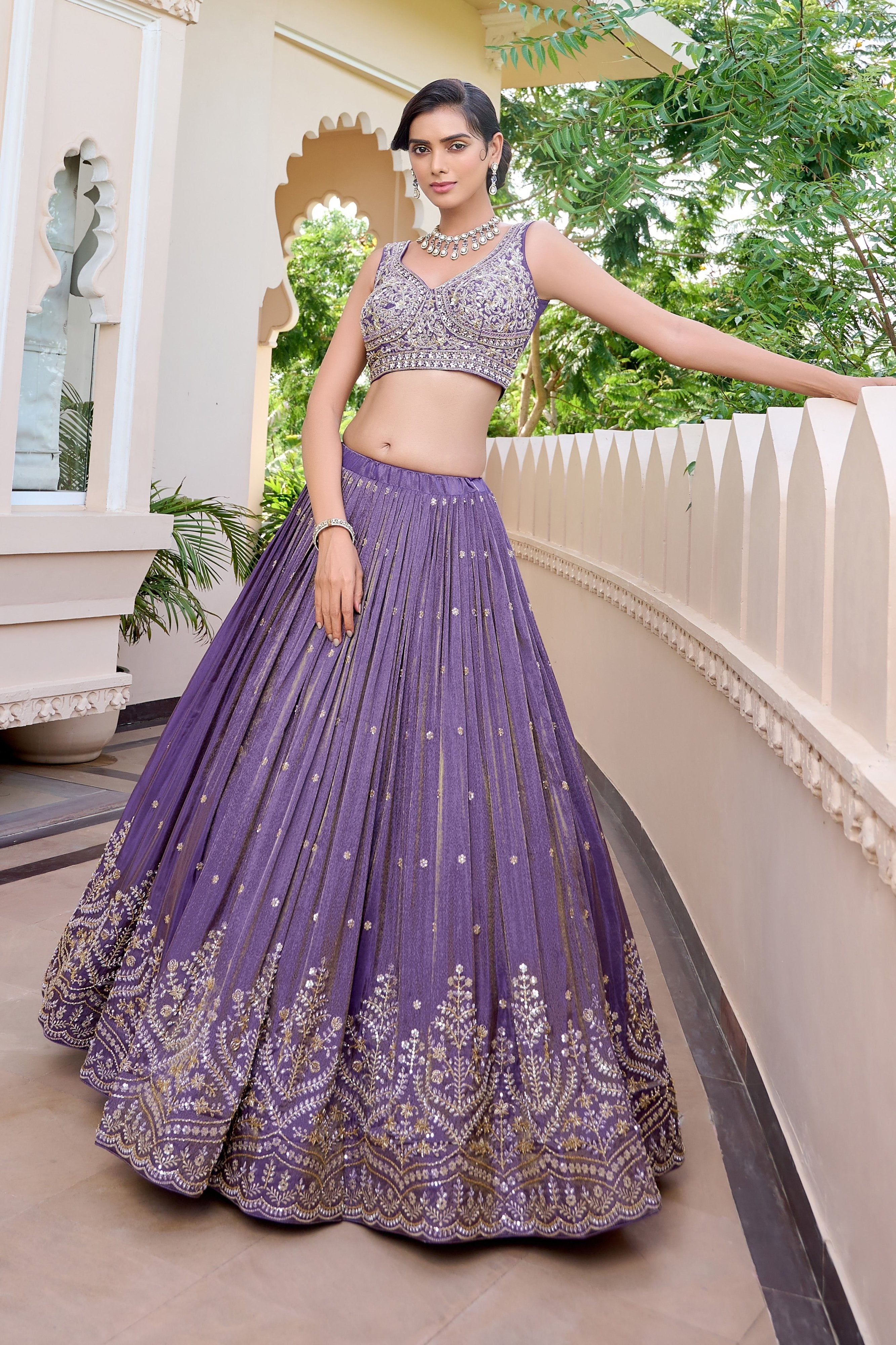 💜 Regal Grace: Lilac Designer Lehenga Choli with Handcrafted Blouse – Palkhi Fashion