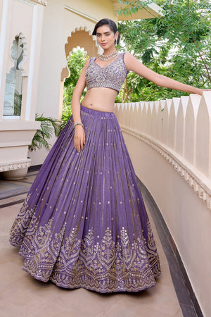 💜 Regal Grace: Lilac Designer Lehenga Choli with Handcrafted Blouse – Palkhi Fashion
