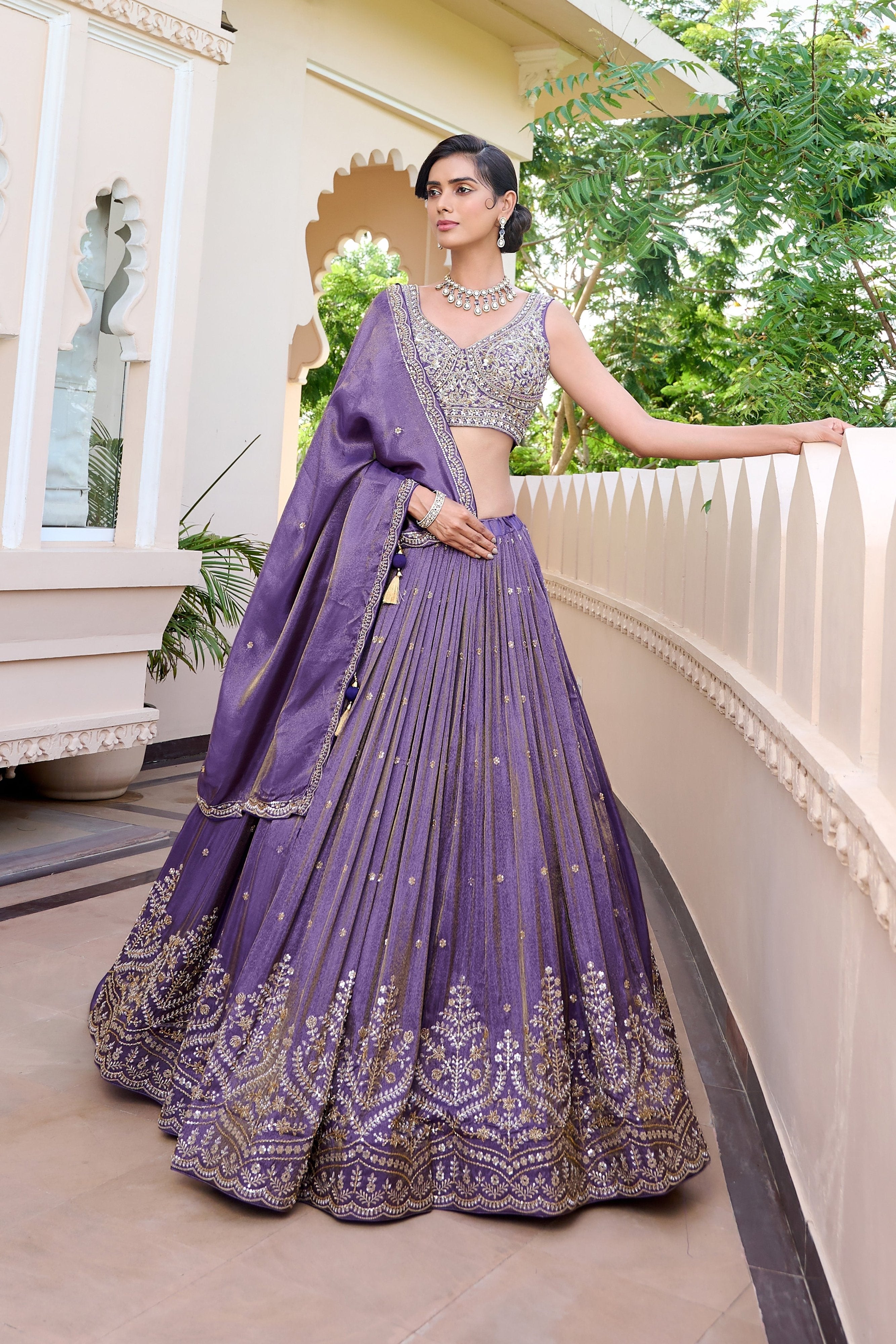 💜 Regal Grace: Lilac Designer Lehenga Choli with Handcrafted Blouse – Palkhi Fashion