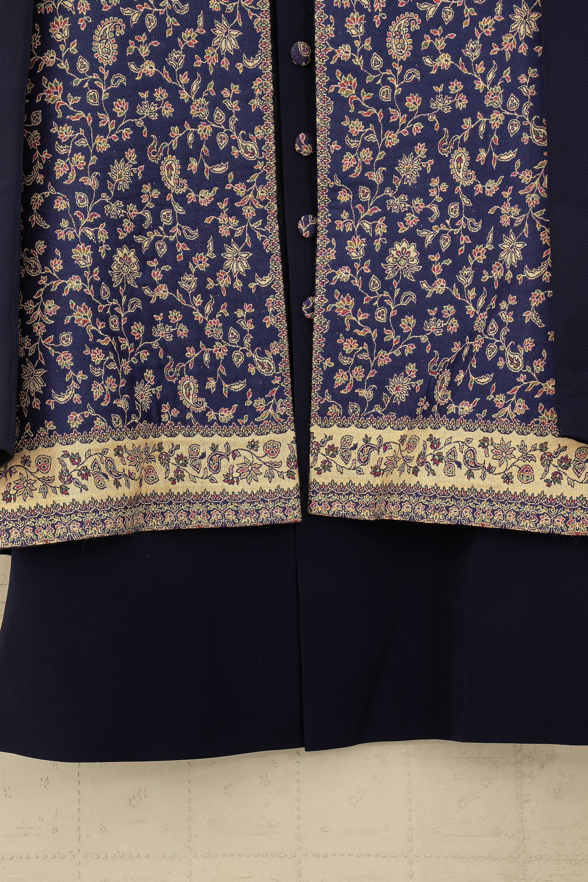 Regal Navy Royale: Soft Silk Indo - Western with Kashmiri Jaal work Jacket– Palkhi Fashion