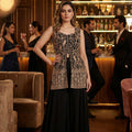 Regal Radiance: Black Designer Embroidered Palazzo Suit Set – Palkhi Fashion