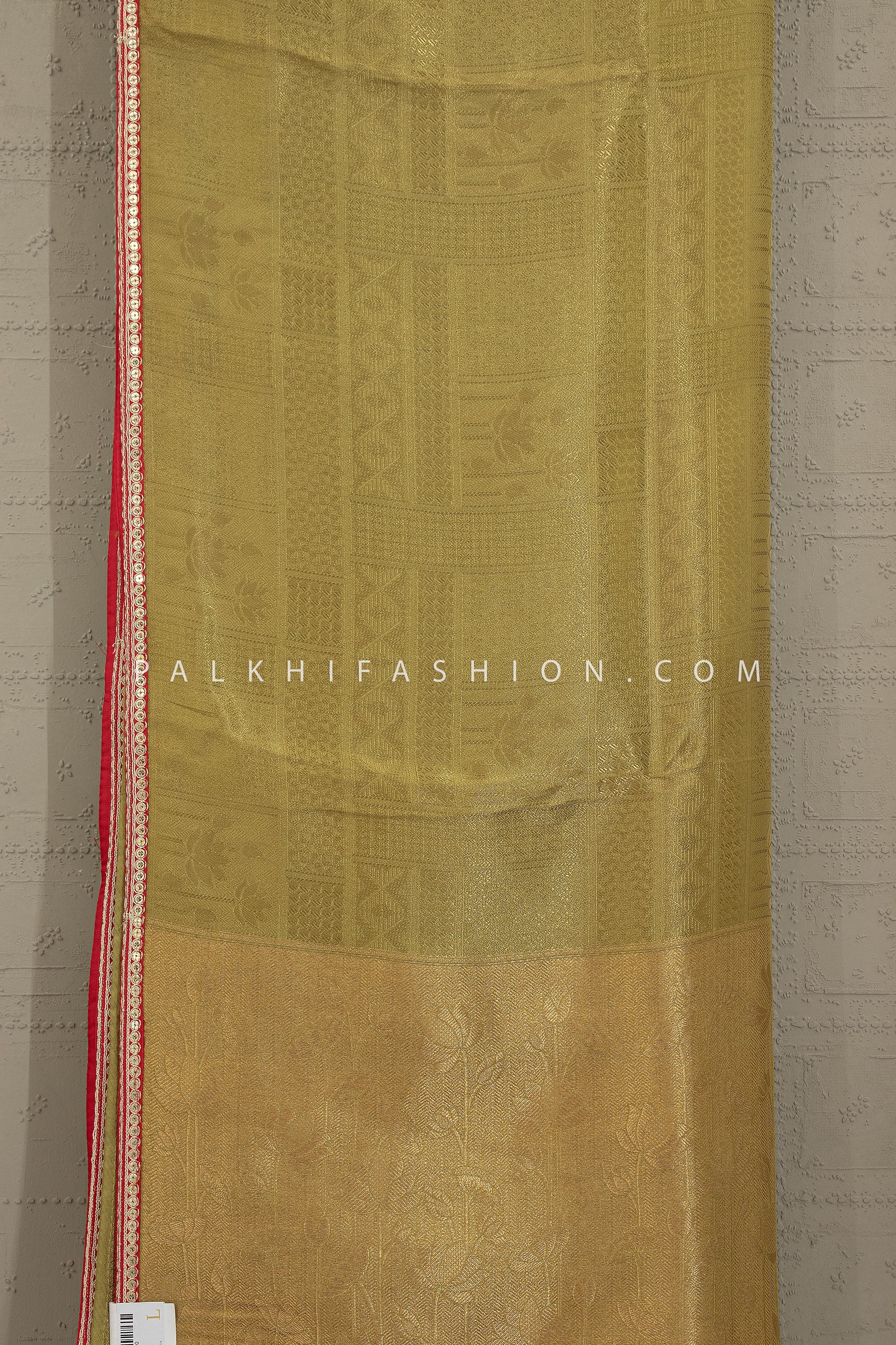 Regal Vermilion & Gold: Kanjivaram - Inspired Saree with Heavy Embroidered Blouse – Palkhi Fashion Houston