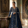 Regal Vinework –Midnight Navy Blue Embroidered Designer Gown | Palkhi Fashion