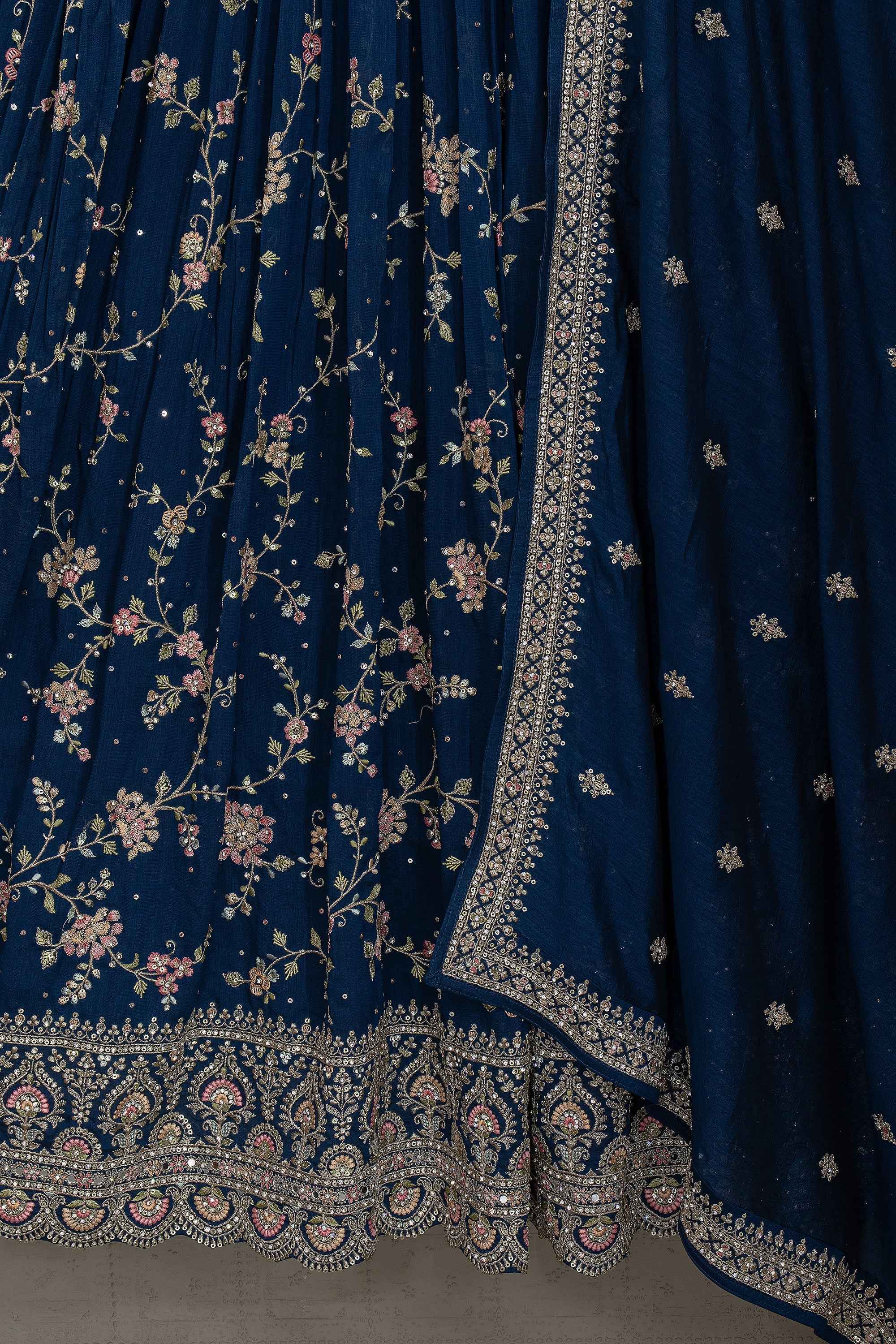 Regal Vinework –Midnight Navy Blue Embroidered Designer Gown | Palkhi Fashion