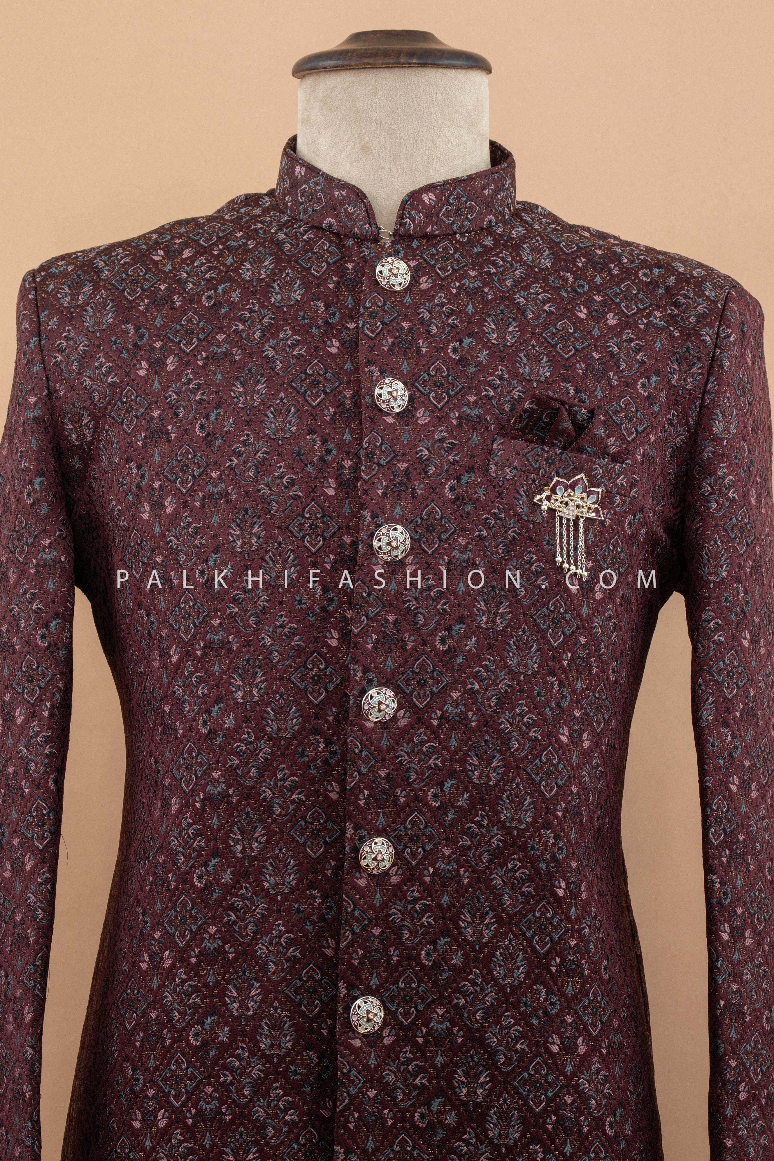 Regal Wine Indo - Western in Soft Silk with Embroidery – Palkhi Fashion