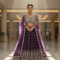 Royal Amethyst: Full - Flair Embroidered Lehenga Choli Set – Palkhi Fashion Houston