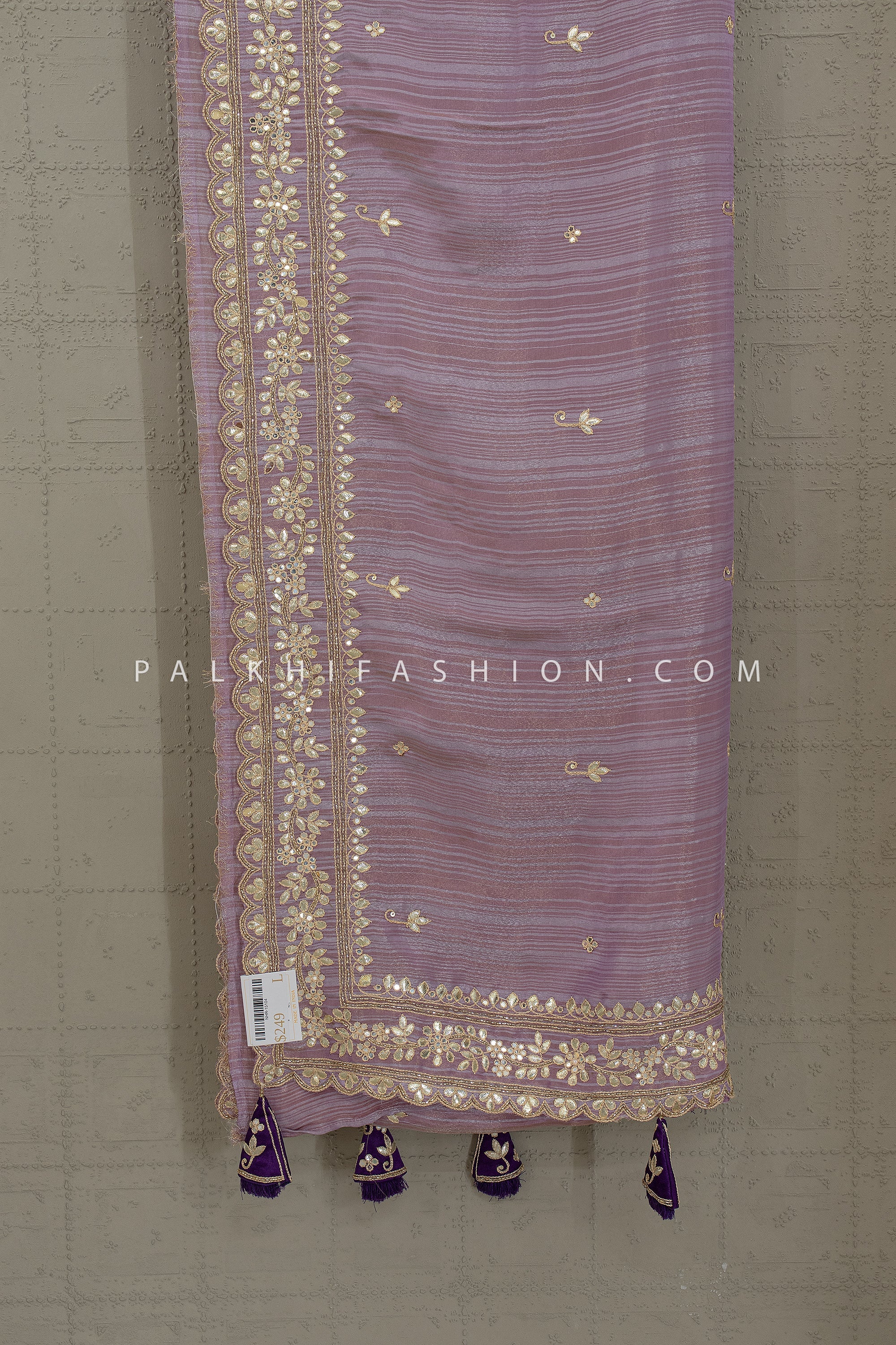 Royal Amethyst Grace – Lilac Soft Silk saree with Purple Gaji silk Blouse - Palkhi Fashion