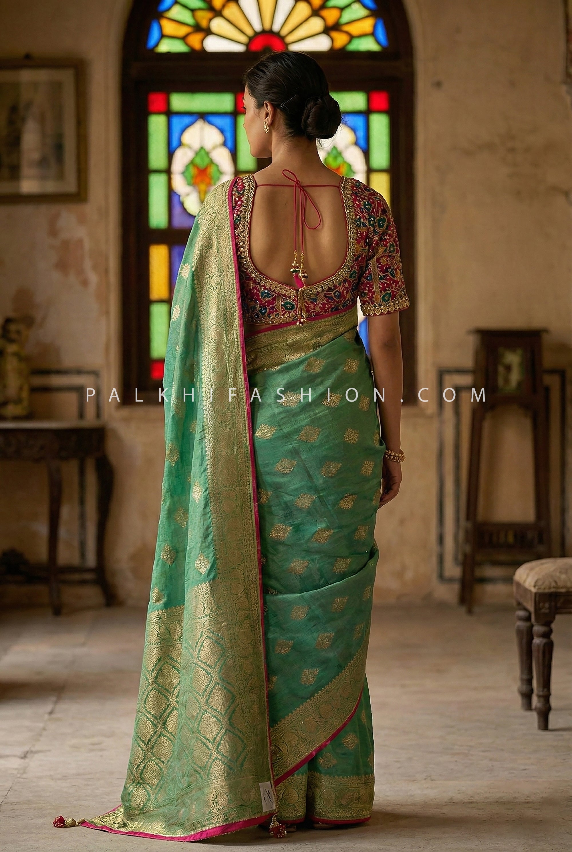Royal Banarasi Silk Saree with Patola Silk Handworked Blouse – Palkhi Fashion Houston