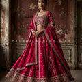 Royal Crimson Edit - Rani Pink Embroidered Silk Lehenga – Palkhi Fashion