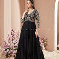 Royal Evening Glamour – Black Designer Georgette Gown – Palkhi Fashion