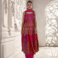 Royal Fuchsia Aura – Multicolor Banarasi Anarkali Palazzo Set for Festive Elegance | Palkhi Fashion