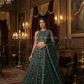Royal Glint — Emerald Green Designer Lehenga Choli with Mirror Handwork | Palkhi Fashion