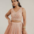 Royal Grace: Peach Designer Lehenga Choli with Bead & Handwork – Palkhi Fashion