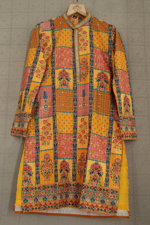 ✨ Royal Heritage Glow: Multicolor Banarasi Patchwork Kurta with Mughal Motifs – Palkhi Fashion