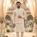 Royal Ivory Aura - Embroidered Nehru Jacket Kurta Set – Palkhi Fashion