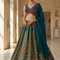 💎 Royal Teal Tapestry: Multicolor Designer Lehenga Choli with Handwork Blouse – Palkhi Fashion
